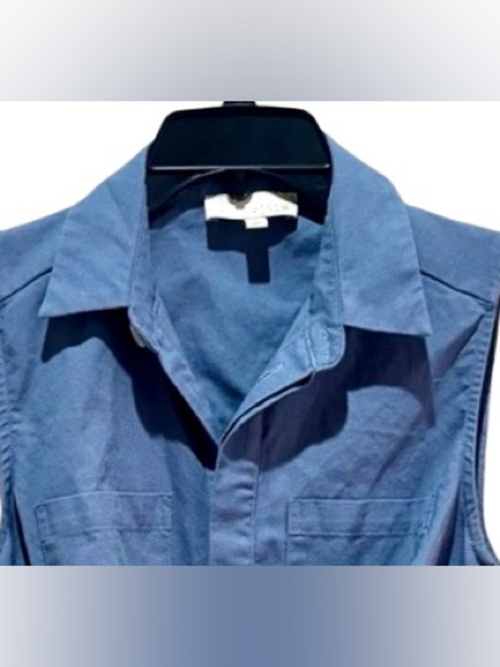 Pinch Blue Belted Utility Romper Collared Sleeveless Button Front Size Small - Picture 5 of 6